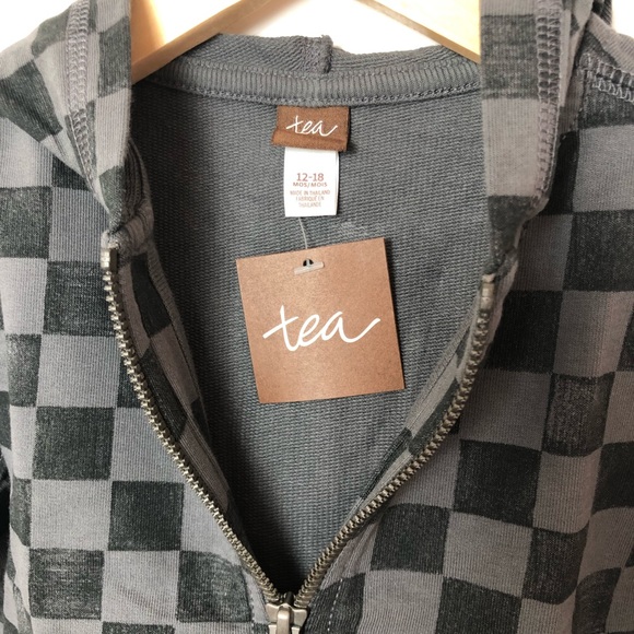 NWT Tea Collection Checkered Hoodie - Picture 4 of 6